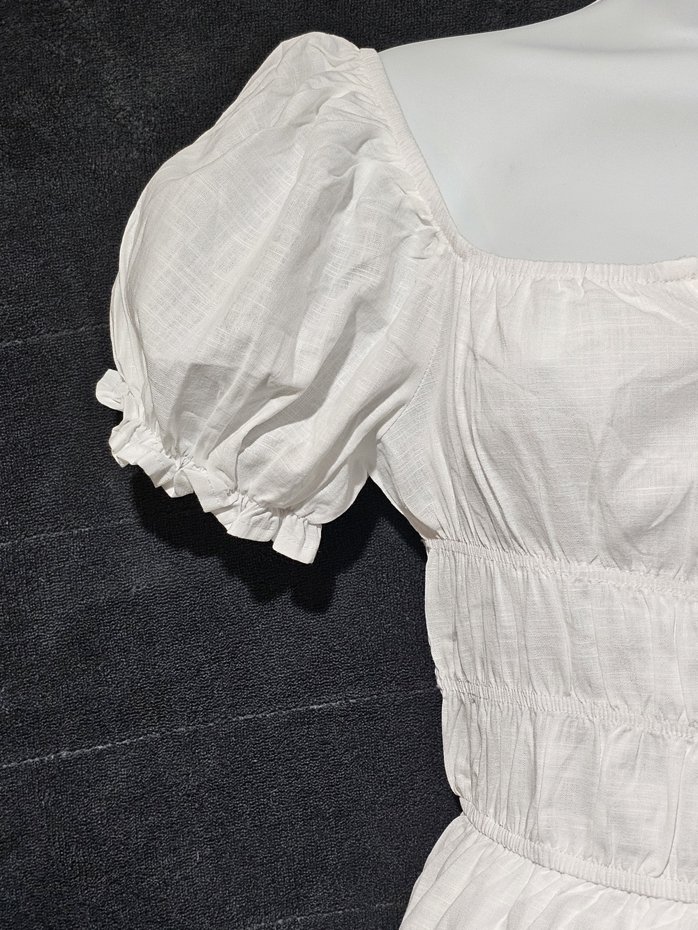 SHEIN Cottagecore White Dress Puff Sleeve Tiered Mini Dress - Picture 3 of 5